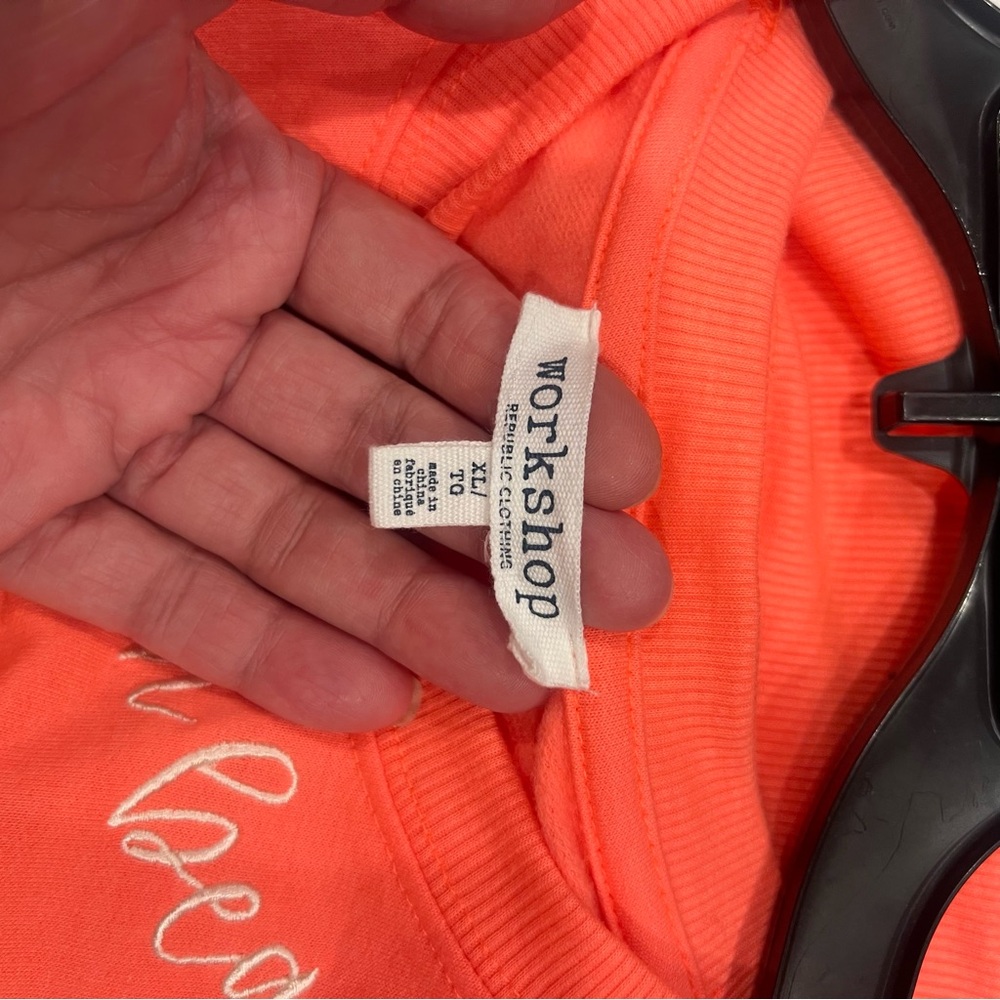 WORKSHOP REPUBLIC CLOTHING "ON BEACH TIME" BRIGHT ORANGE SWEATSHIRT SIZE XL - Picture 6 of 10